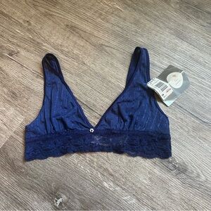 Vintage Christian Dior Blue Lace Triangle Bra Bralette